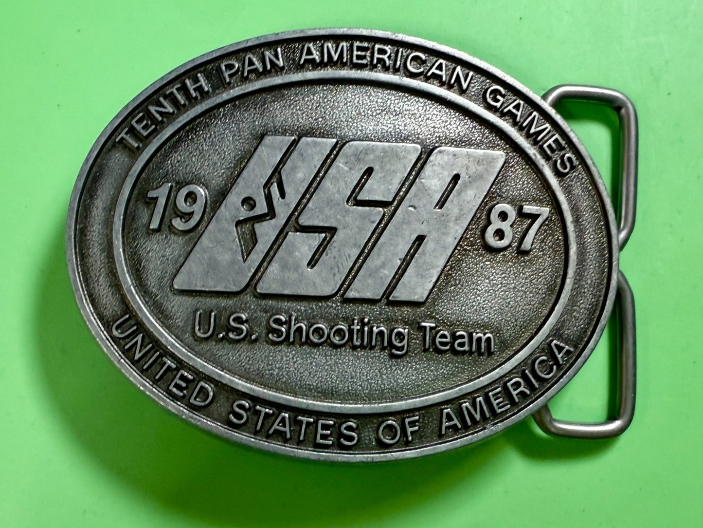 1987 USA U.S. Shooting Team Pan Am Games Commemorative NOS Belt Buckle