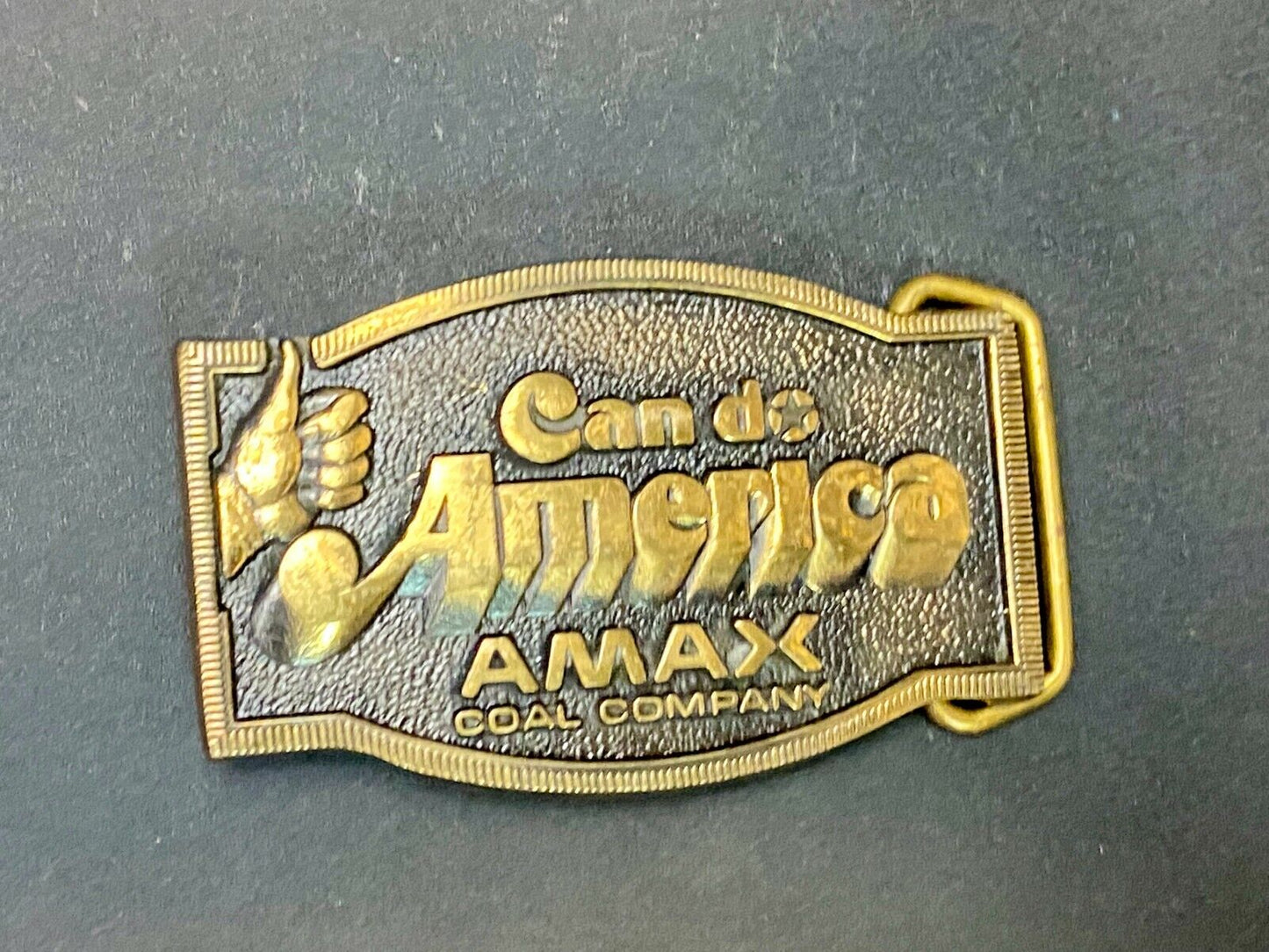 Amax Coal Surface Mining Miner Mine Can Do America Vintage Bts Belt Buckle