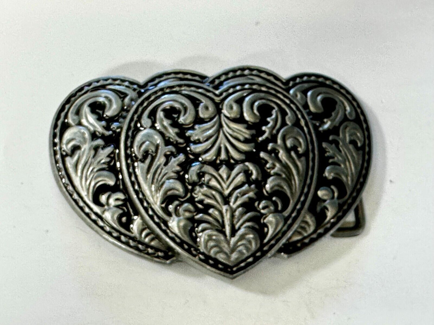 Three Heart Shaped Western Cutout Two Tone Cowgirls Belt Buckle