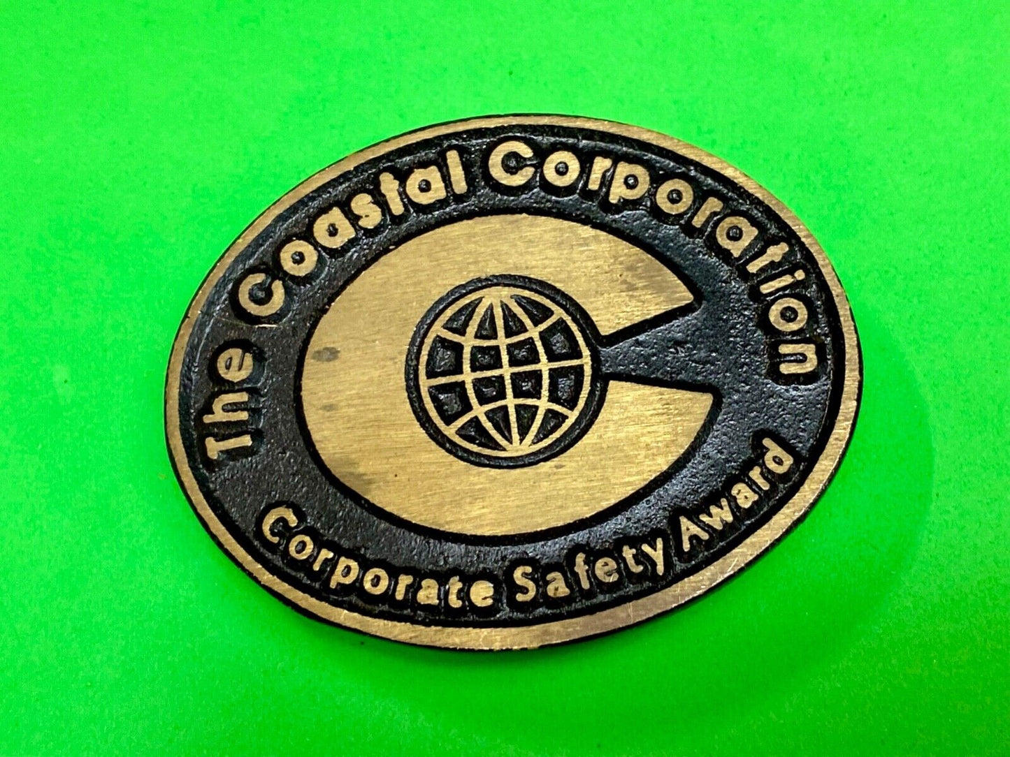 The Coastal Corporation Safety Award solid brass dynabuckle belt buckle