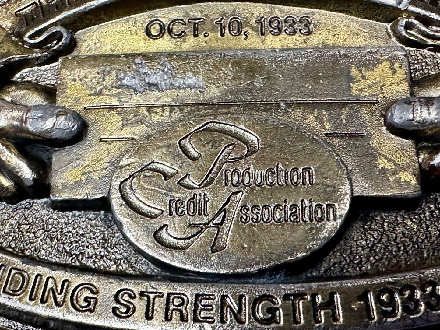 The First PCA loan Production Credit - Vintage The Great American Belt Buckle Co