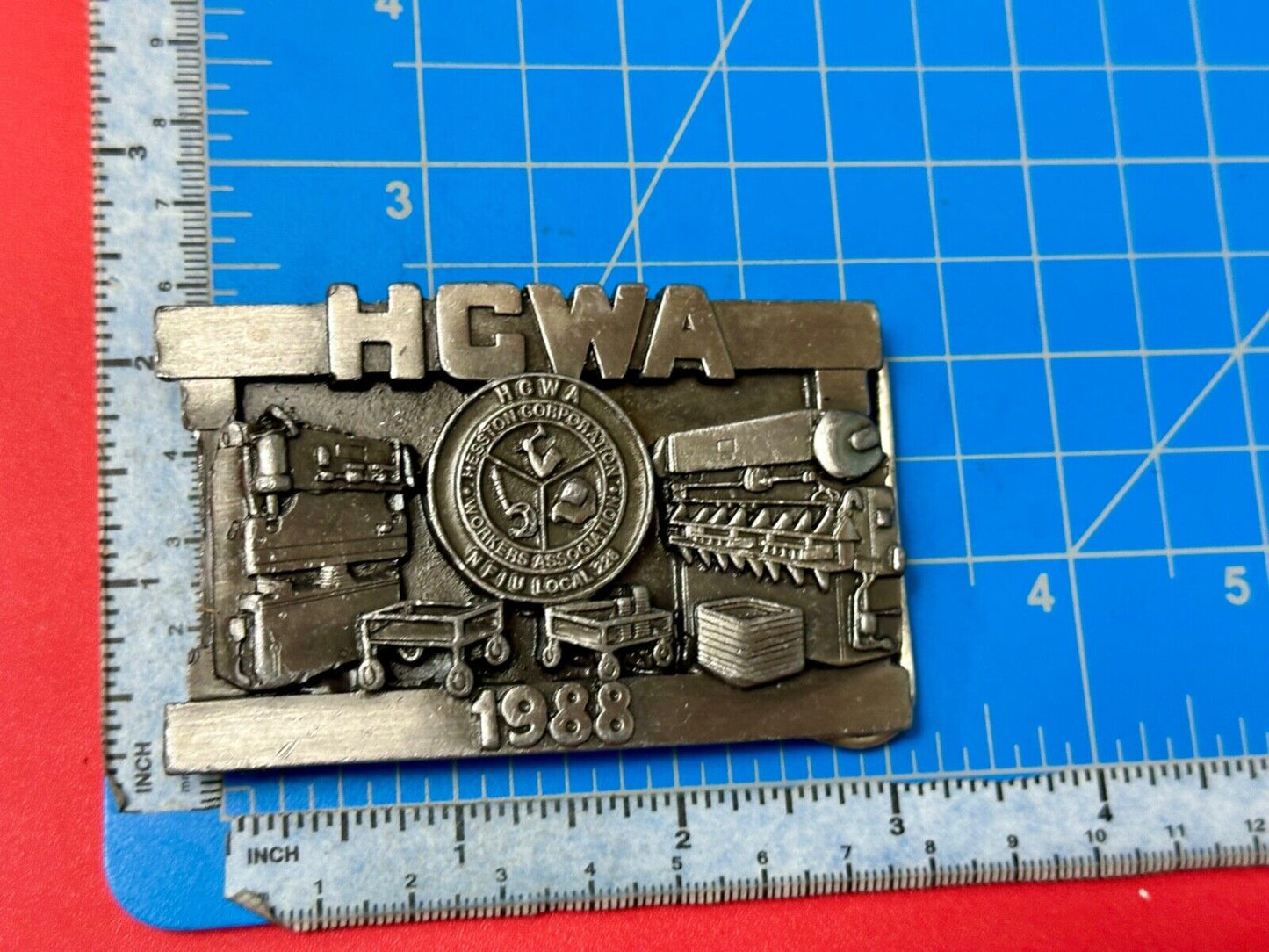 1988 HWCA 8th Hesston Fabrication Corp workers assn LIMITED belt buckle