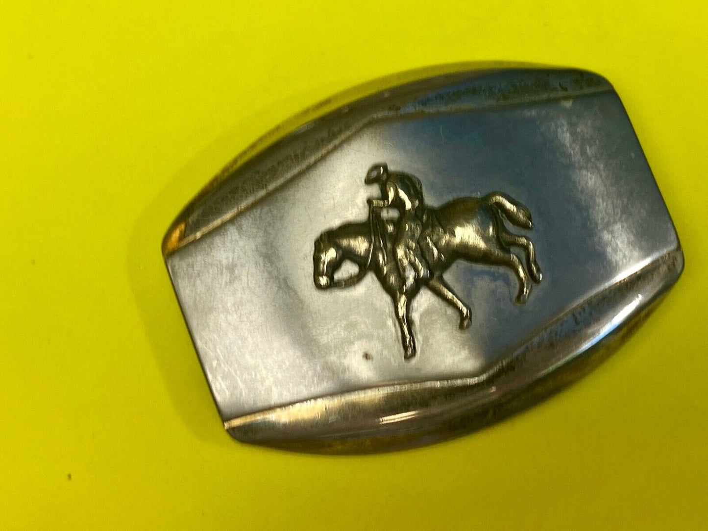 Vintage belt buckle Horseback old west cowboy riding the trail