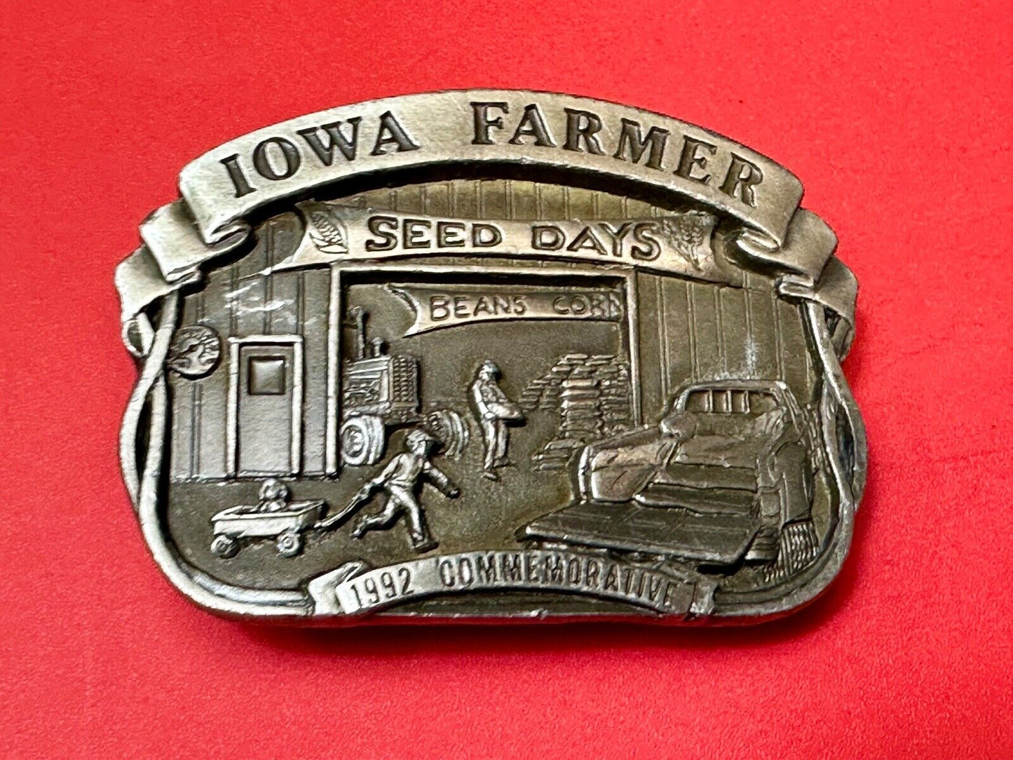 1992 Iowa Farmer seed days - State Farm Commemorative belt buckle