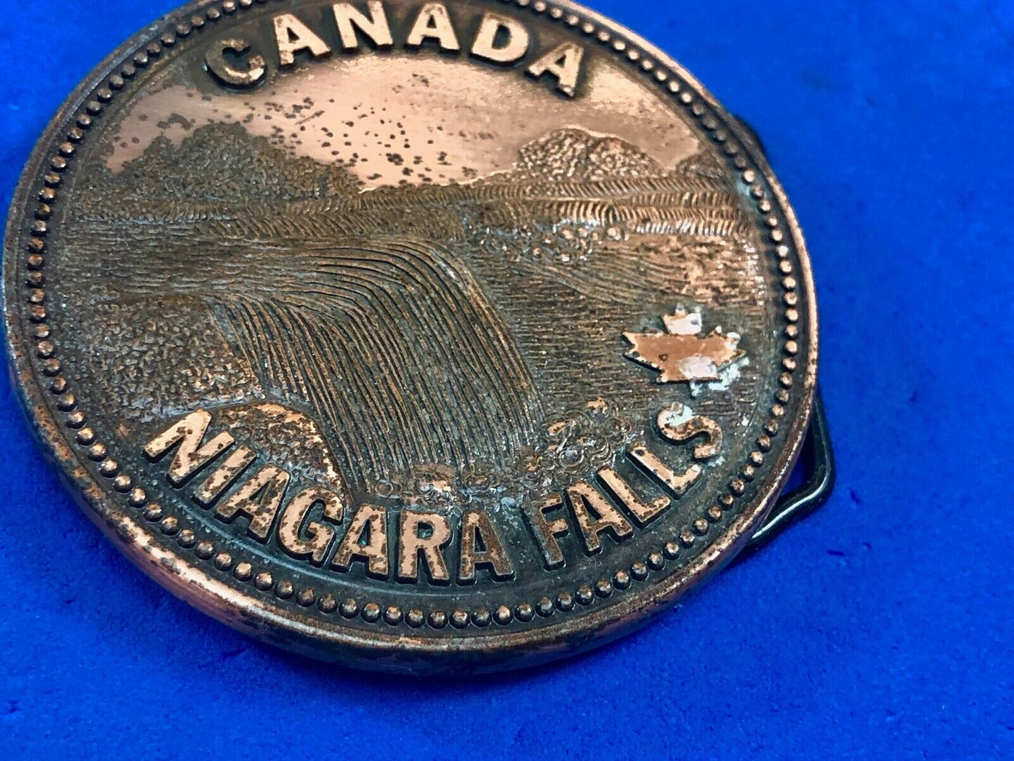 Vintage Canada Niagara Falls (w/NPC leaf) Belt Buckle, Complete & Functional