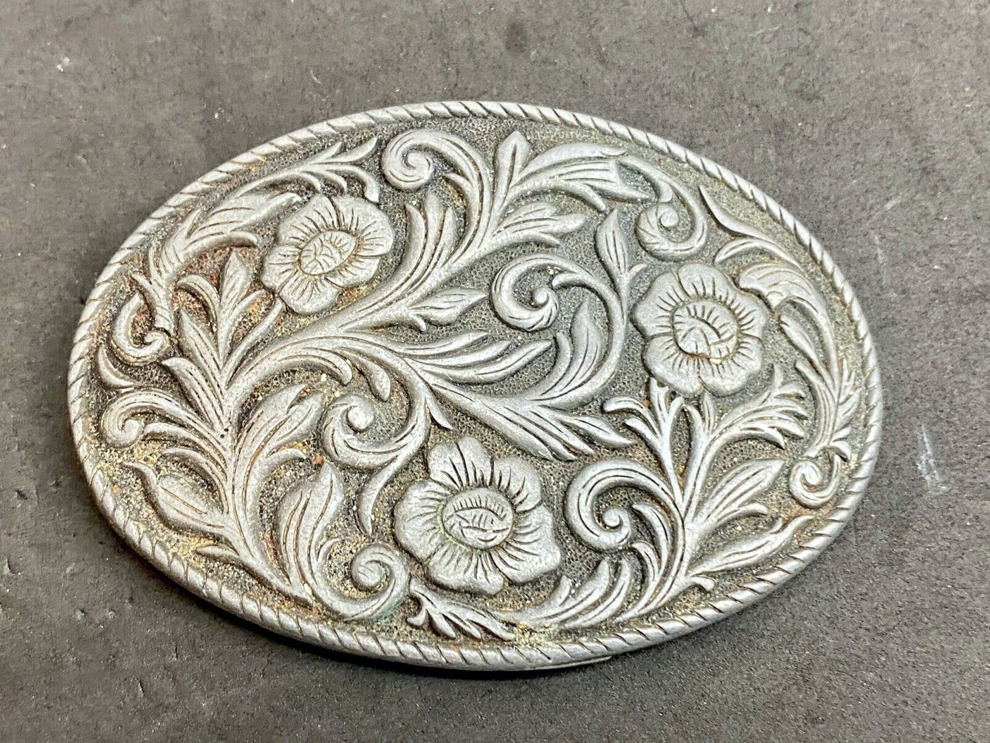 4" WIDE WESTERN COWBOY DRESS FLOWER SWIRL BELT BUCKLE