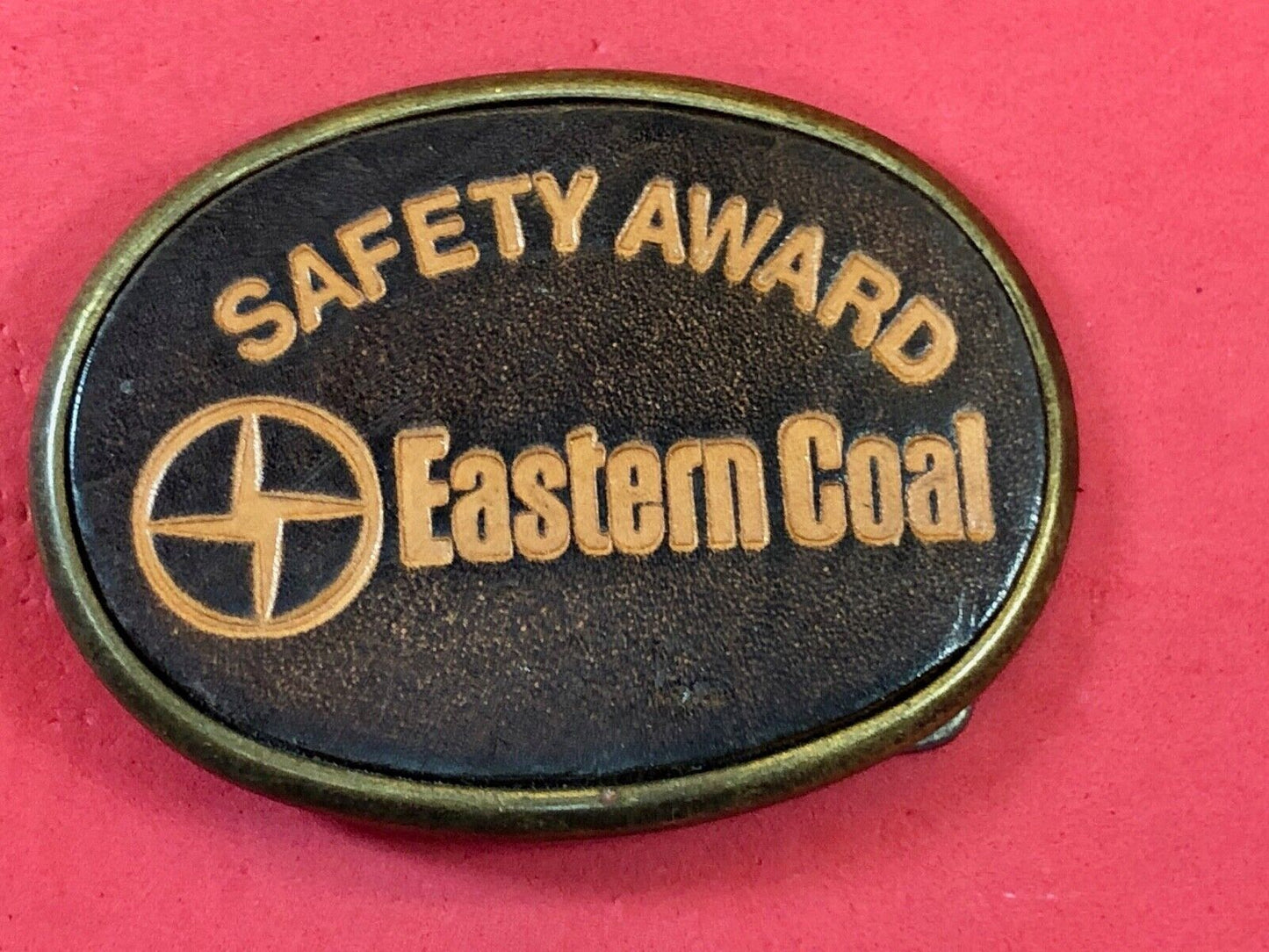 Vintage Leather El-Cid belt buckle Safety Award for Easter Coal