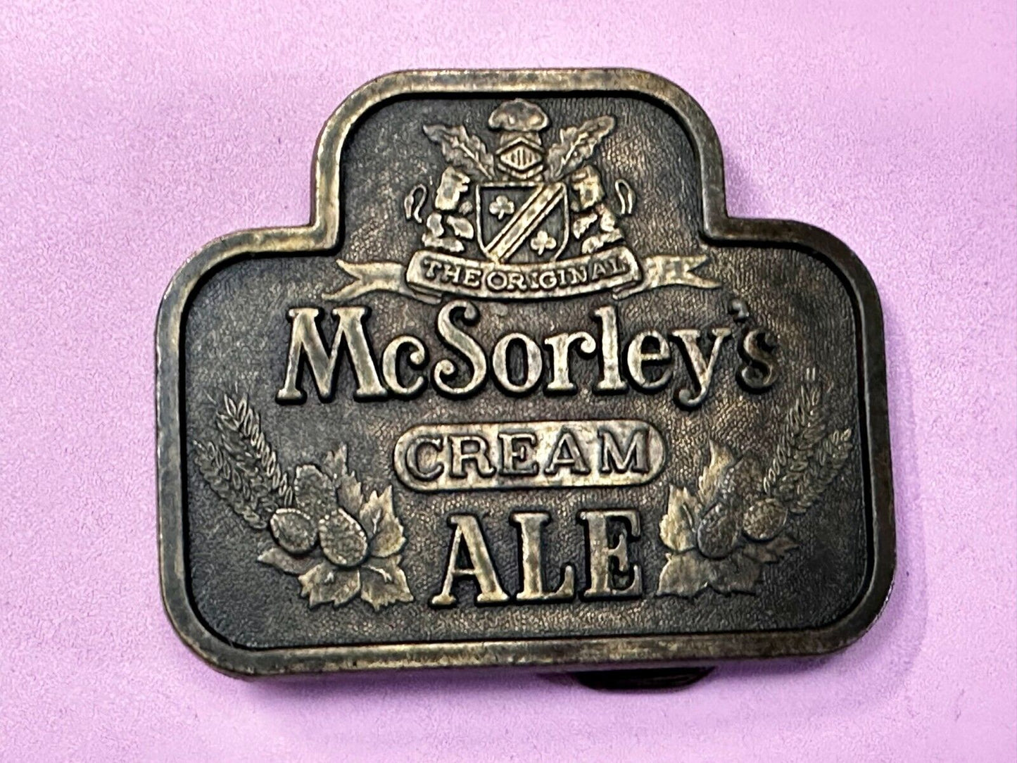 The Original Mc Sorley Cream Ale Brewing Company Advertisement Belt Buckle