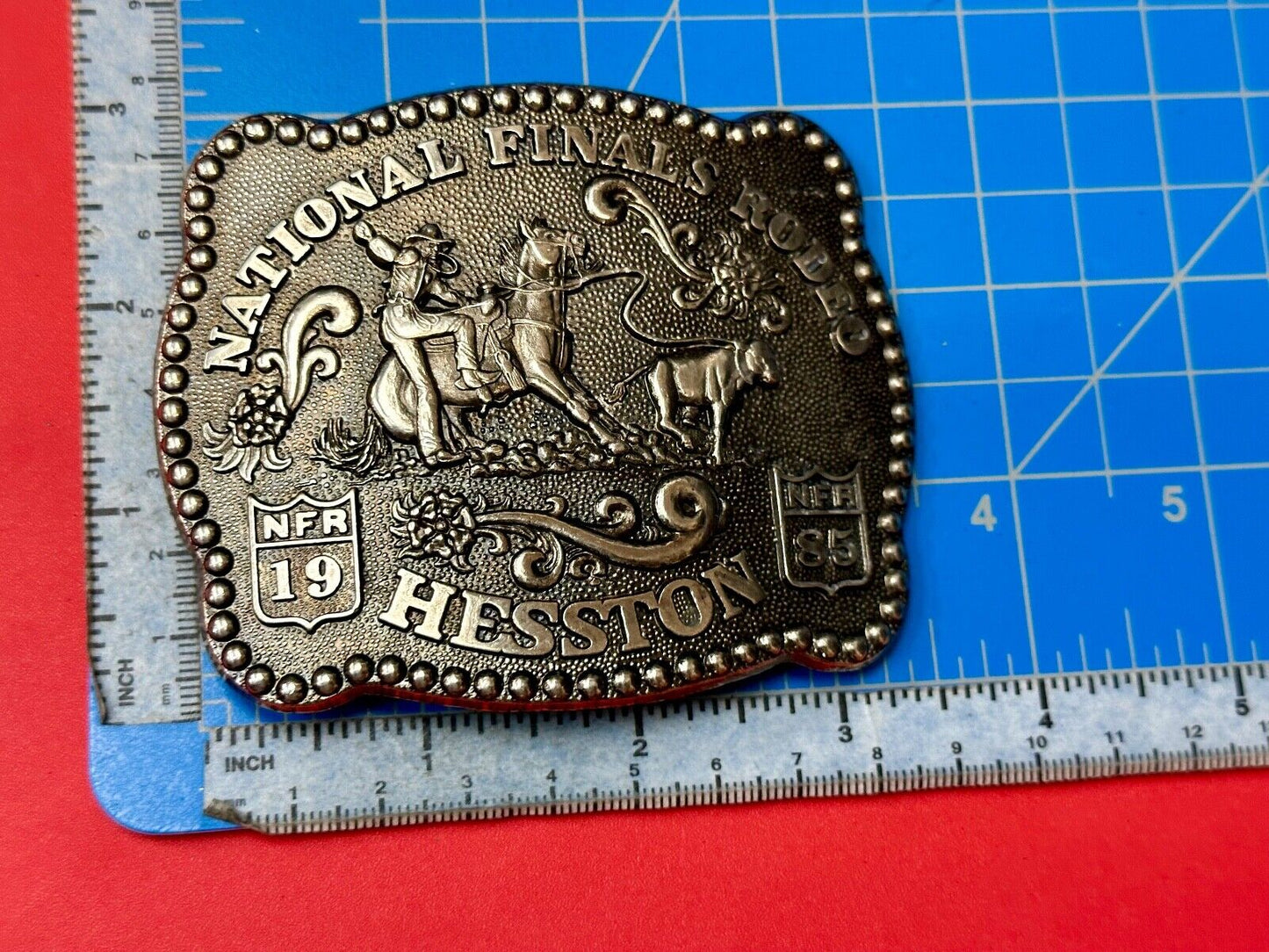 1985 NFR National Finals Rodeo Adult Size belt buckle by Fred Fellows