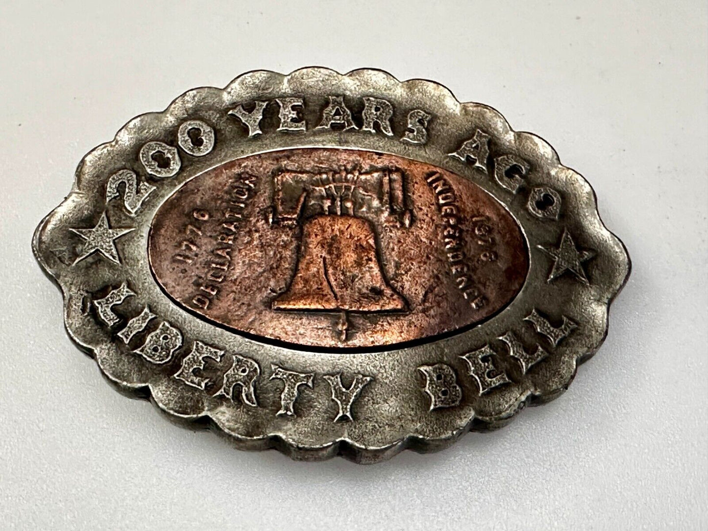 USA Liberty Bell 200 Year Celebration two tone Patriotic Bergamot Belt Buckle