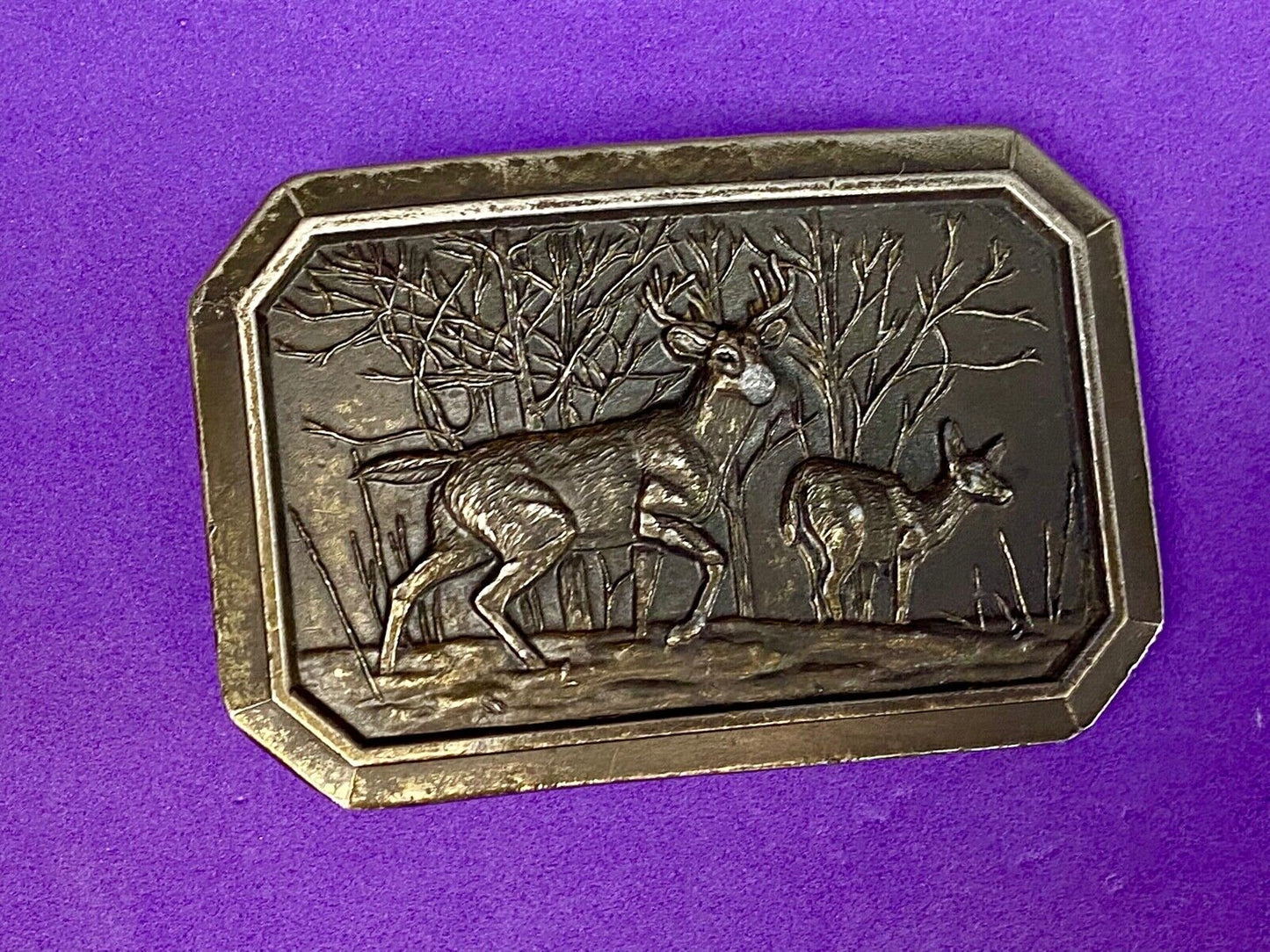 1976 The Deer In Nature - Great American Belt Buckle Co
