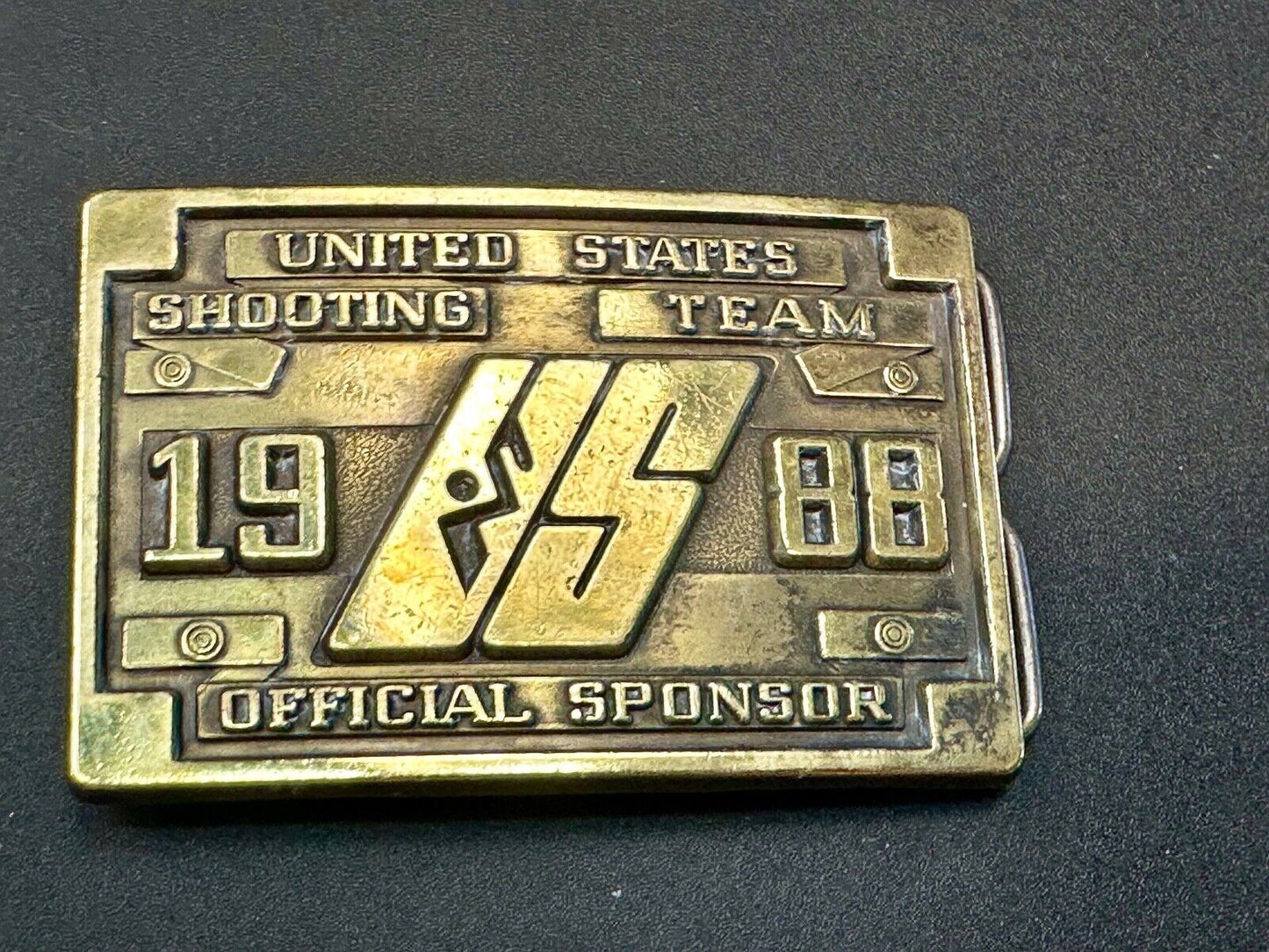 1988 Olympics US Shooting Team USA Belt Buckle Seoul Korea Official Sponsor