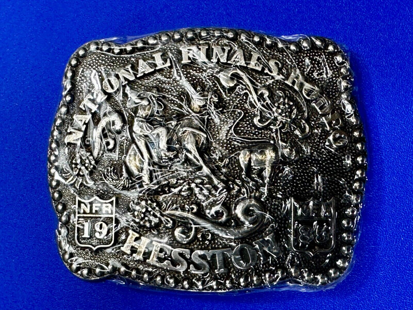 1985 Hesston National Finals Rodeo NFR Cowboys Youth Size NOS Belt Buckle