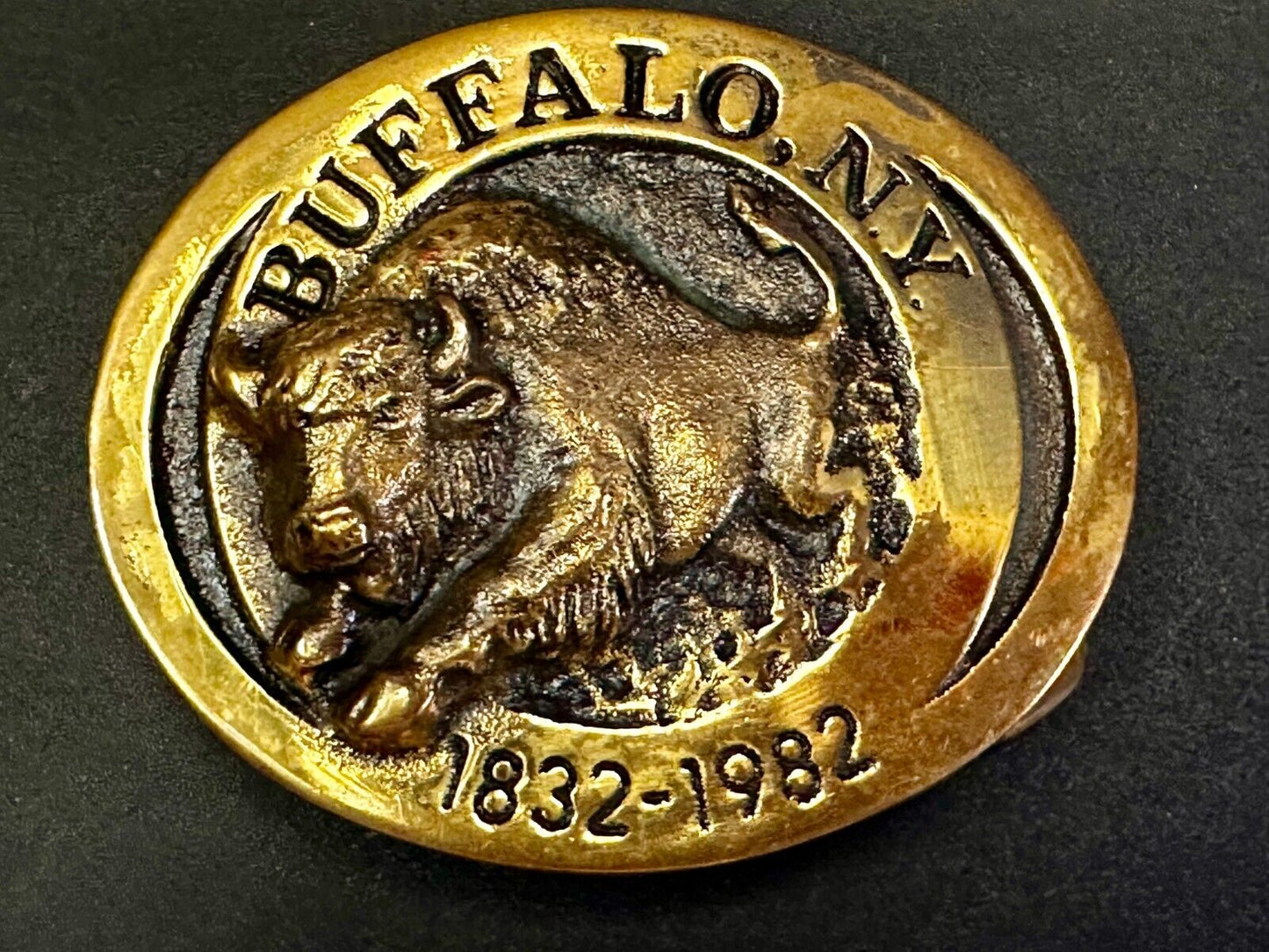 The Charging Buffalo NY State Solid Brass Belt Buckle by Heritage Mint