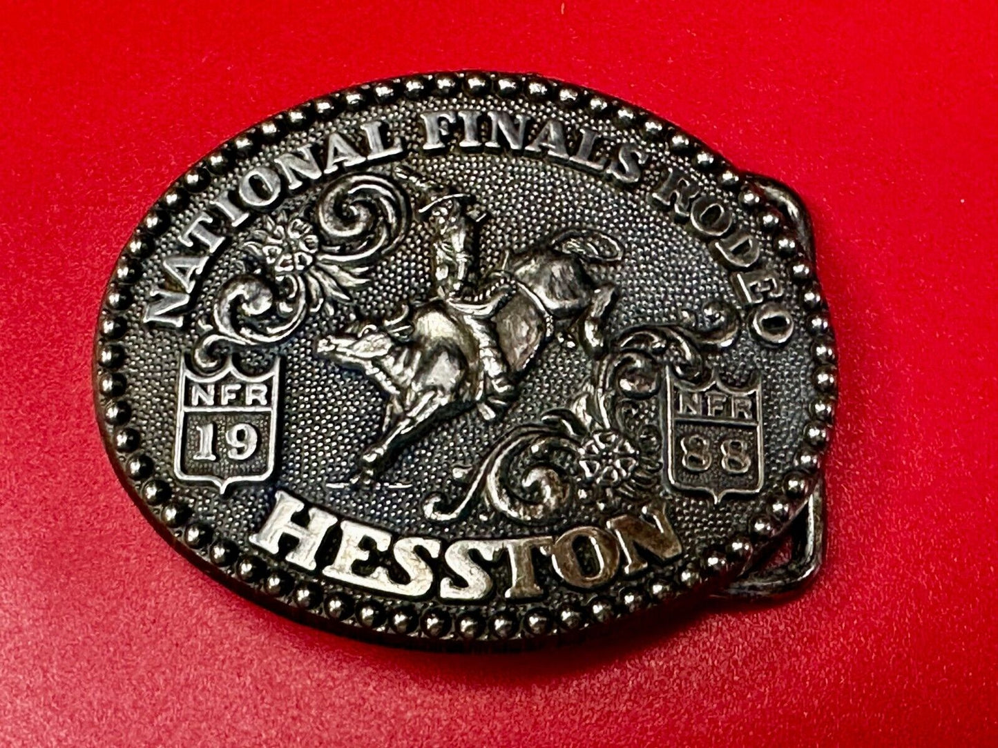 1986 Hesston National Finals Rodeo NFR Rodeo Cowboys NOS YOUTH SIZE Belt Buckle