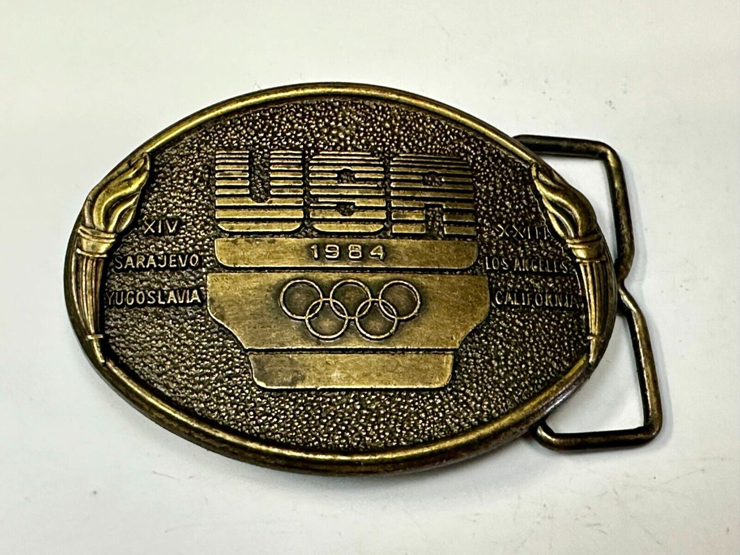 1984 USA Olympics Los Angeles California Vintage Commemorative Belt Buckle