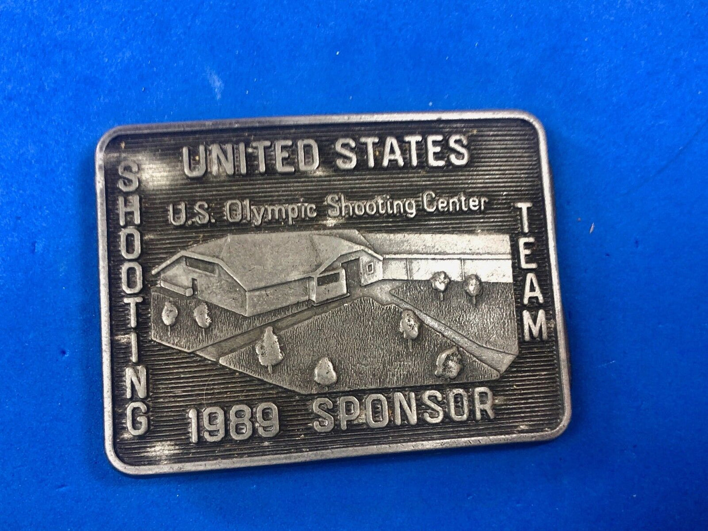 Vintage 1989 Spencer US olympics Shooting Center belt buckle