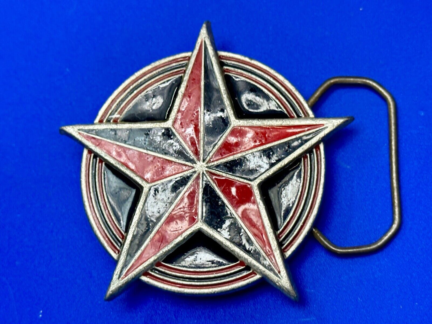 2002 Star in Circle black & Red color Great American Products pewter Belt Buckle