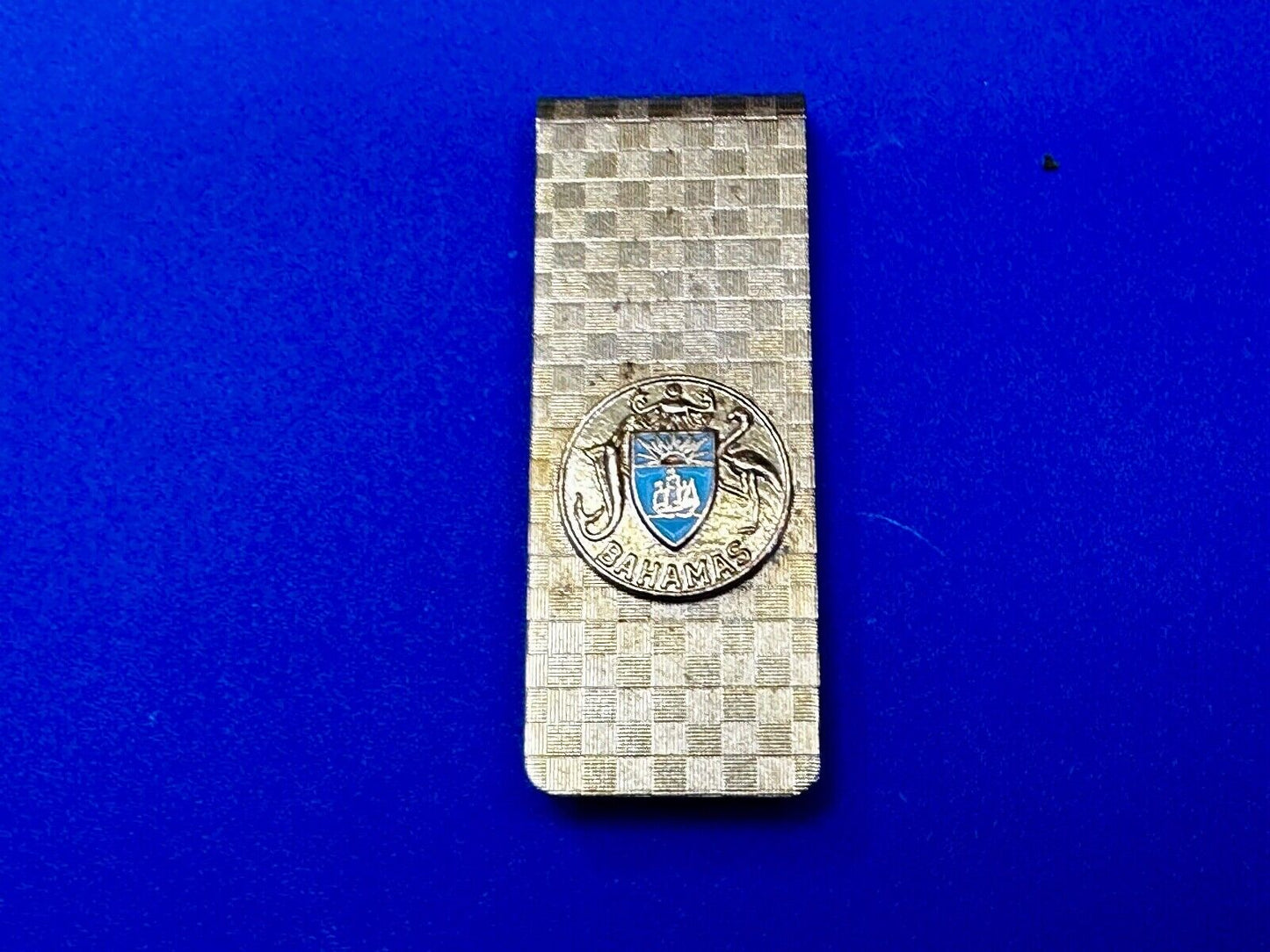 Bahamas Shield Crest Seal Logo Vintage Gold Tone Money Clip