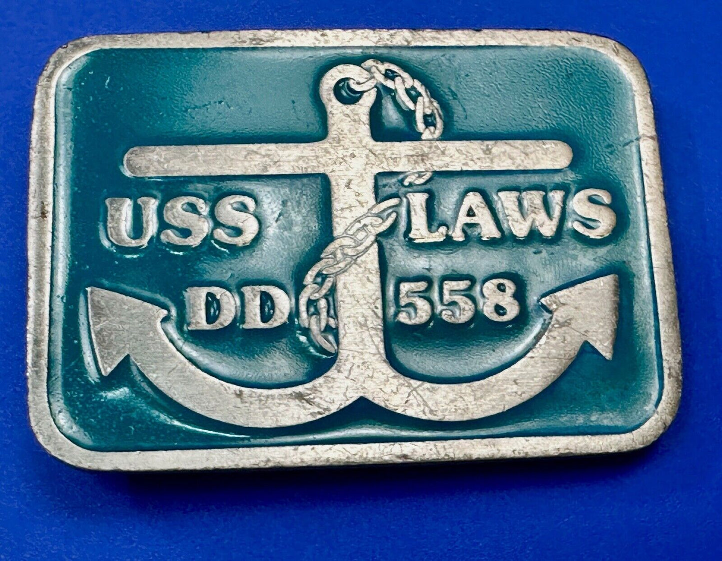 US Navy USS Laws DD-558 Destroyer Ship Boat Vintage Belt Buckle by CD Hit
