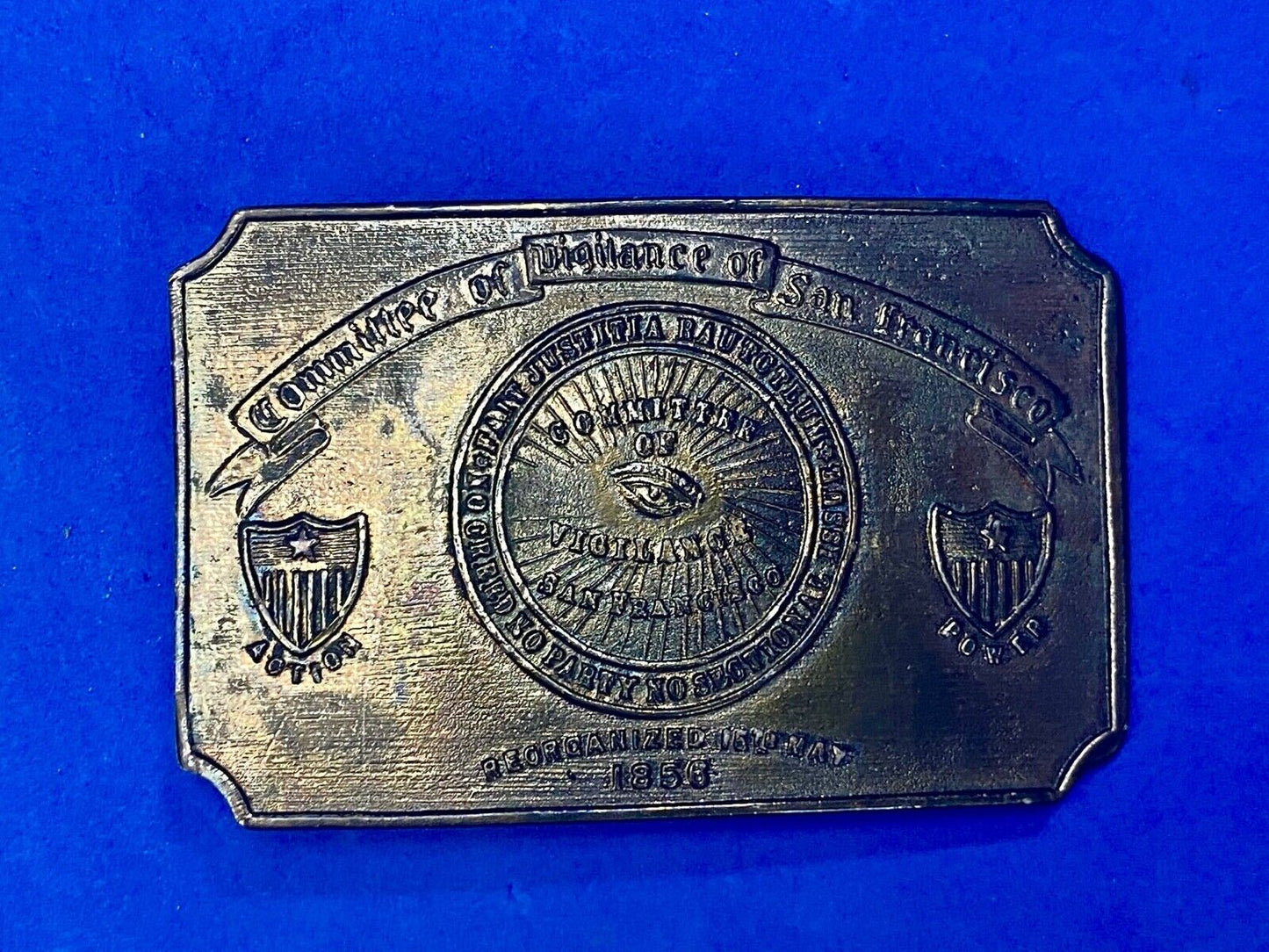 VINTAGE 70s COMMITTEE OF VIGILANCE, SAN FRANCISCO CA BELT BUCKLE WY Studio Art