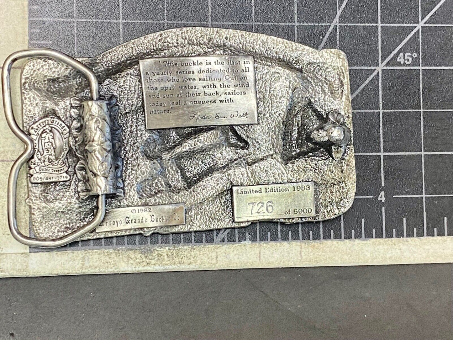 Vintage 1983 American Sailing Boating Commemorative Belt Buckle By Arroyo Grande