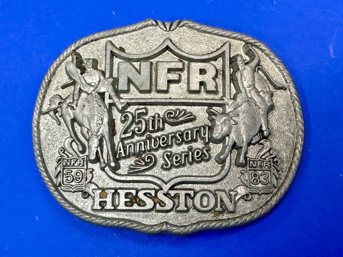 25th Anniversary Series NFR Rodeo Vintage HESSTON Cowboy belt buckle