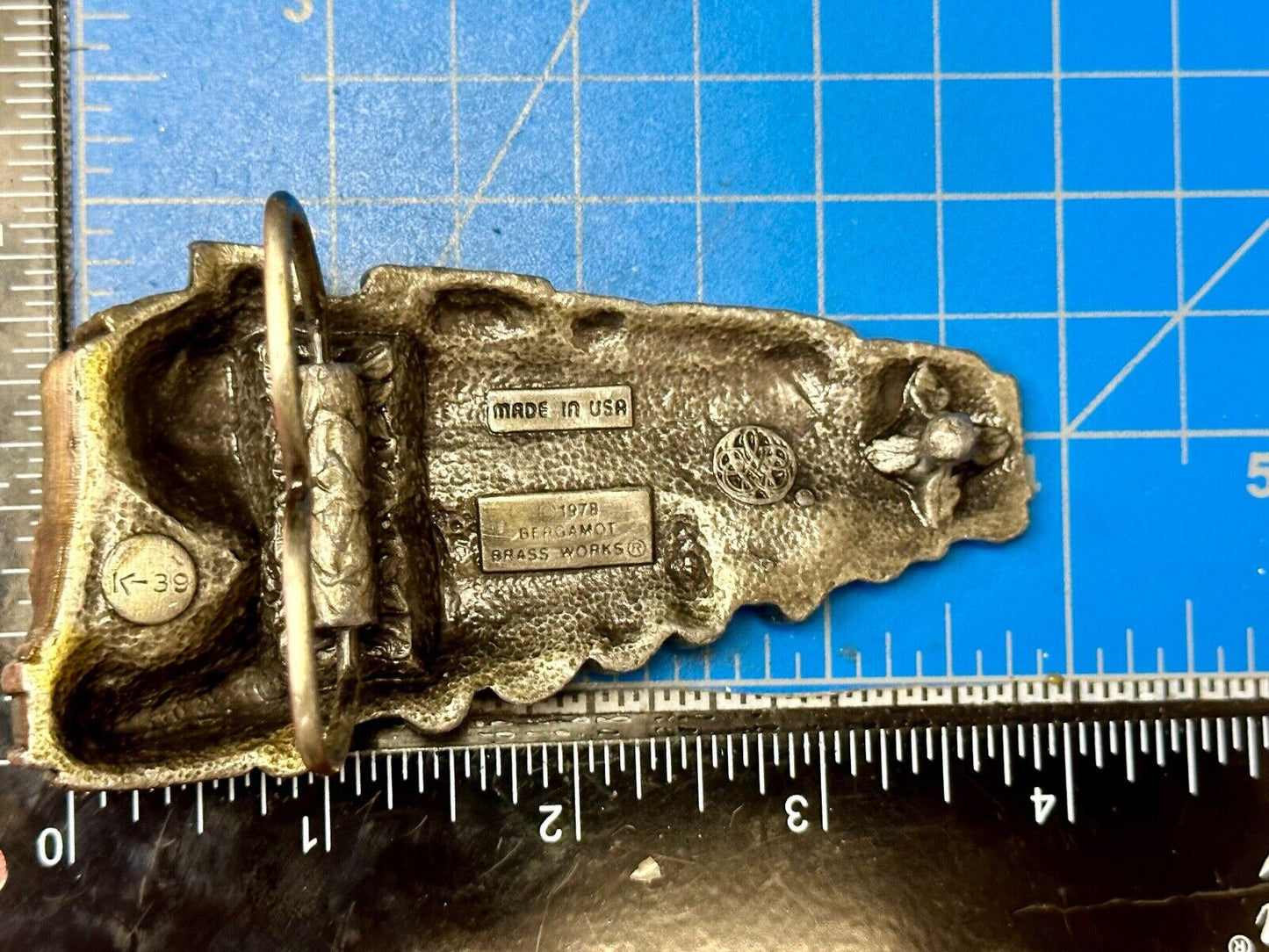 Train Steam Locomotive Vintage 1978 Cutout RR Bergamot Belt Buckle