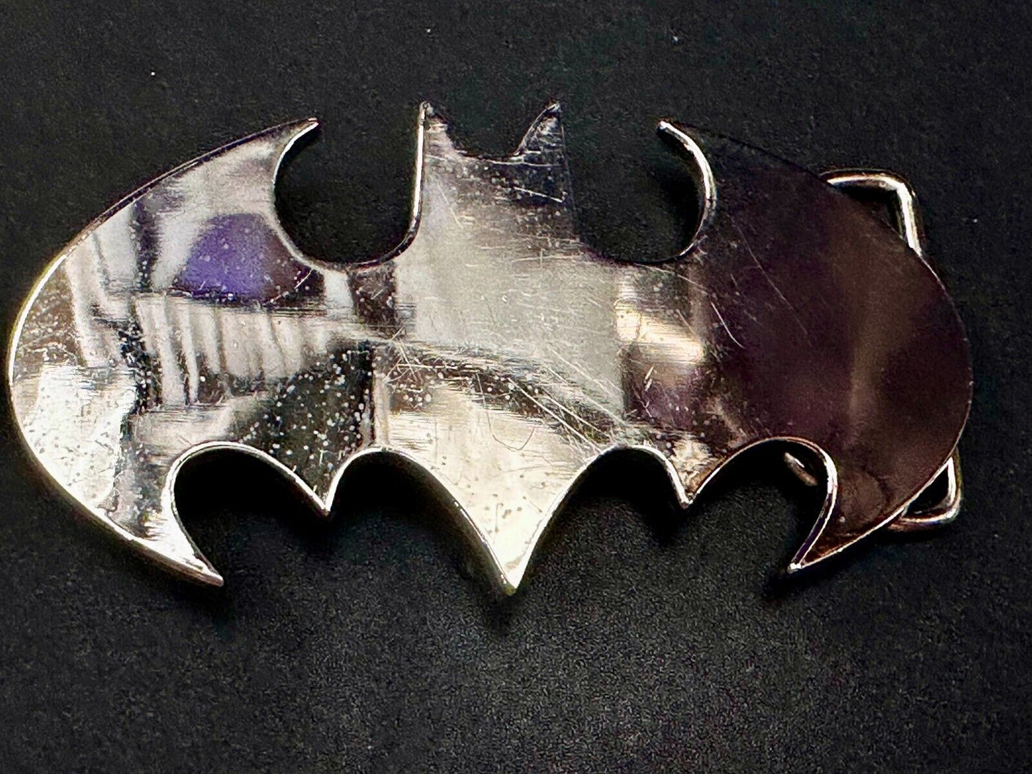 Batman Bat Wing Classic Logo Cutout Silver Color Reflective Cpga Belt Buckle