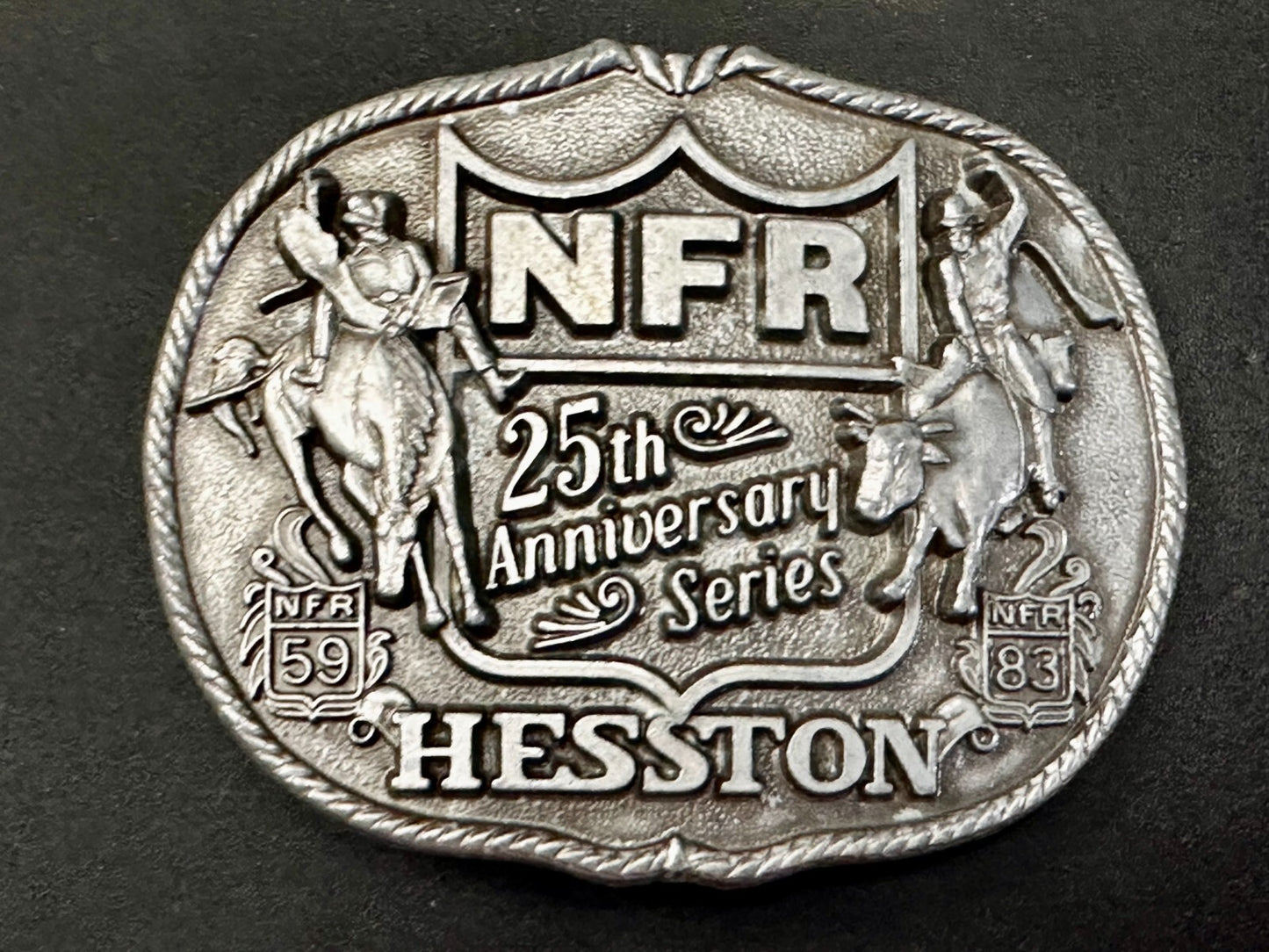 1983 Hesston NFR National Finals Rodeo Cowboys 25th aniversary Belt Buckle