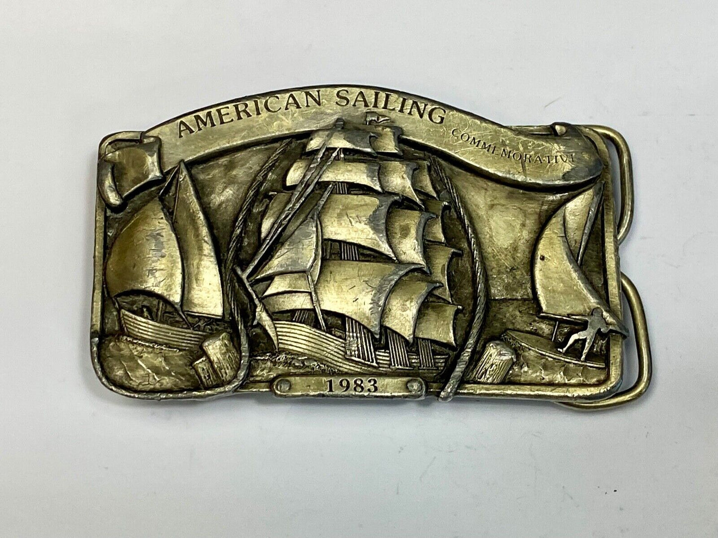 Vintage 1983 American Sailing Boating Commemorative Belt Buckle By Arroyo Grande