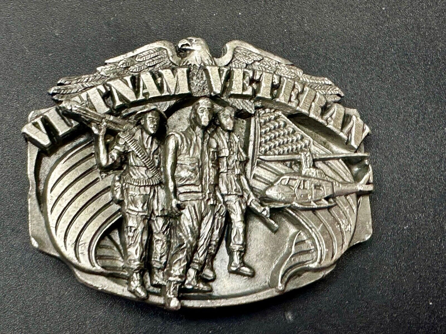 Vietnam Veterans Military Army Hero Vintage 1980's Pewter Siskiyou Belt Buckle