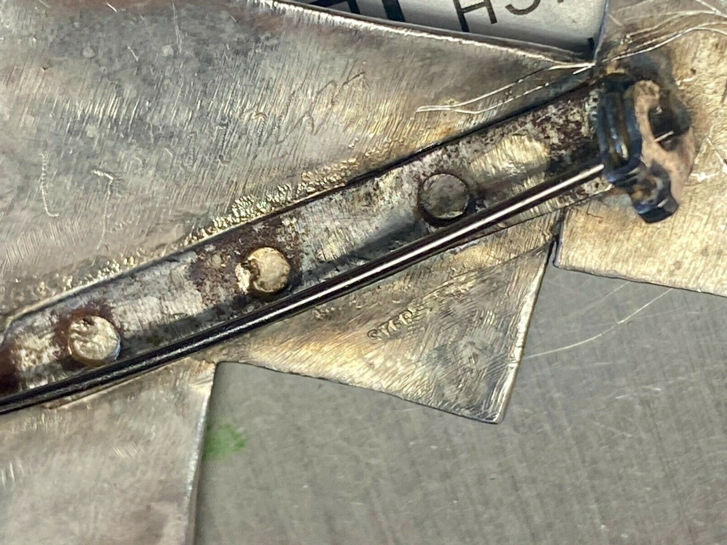 Vintage Artisan Modern 925 Sterling Silver Brooch Pin Rectangles Triangles