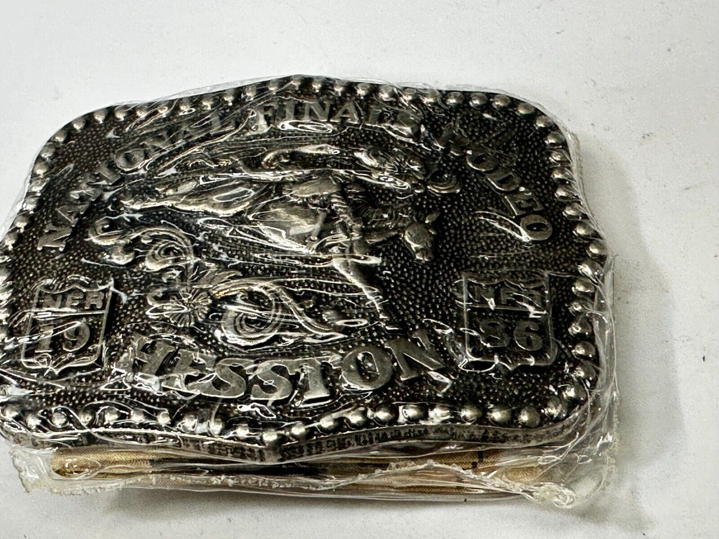 1986 Hesston National Finals Rodeo NFR Cowboys Youth Size NOS Belt Buckle