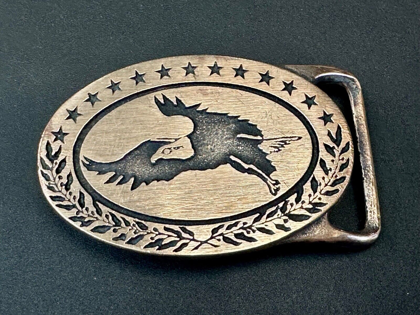BALD EAGLE - vintage Tech Ether Guild Hippy style solid brass belt buckle