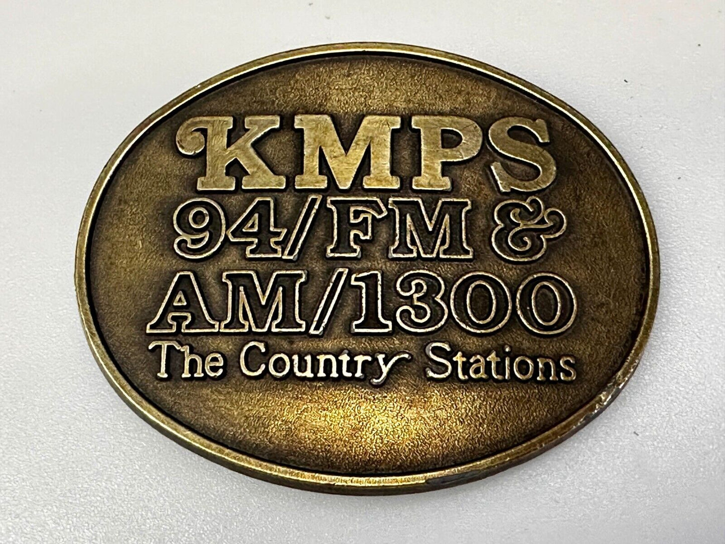 The Country Radio Station KMPS 94/FM & AM/1300 Advertisement Belt Buckle