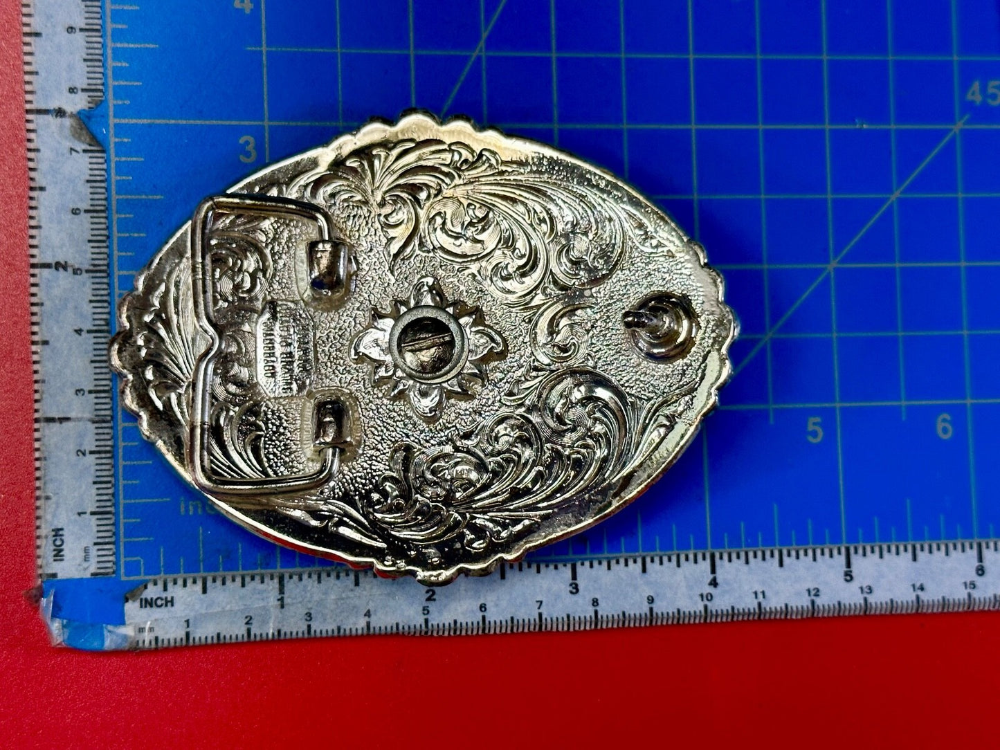 Authentic Silver Plated Pewter Belt Buckle With Cowgirls Girly Pink Rhinestones