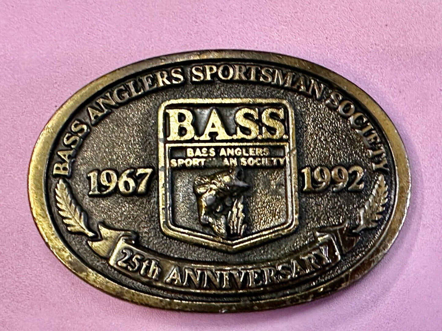1992 Bass Anglers Sportsman Society Club 25th Anniversary Fishing Belt Buckle