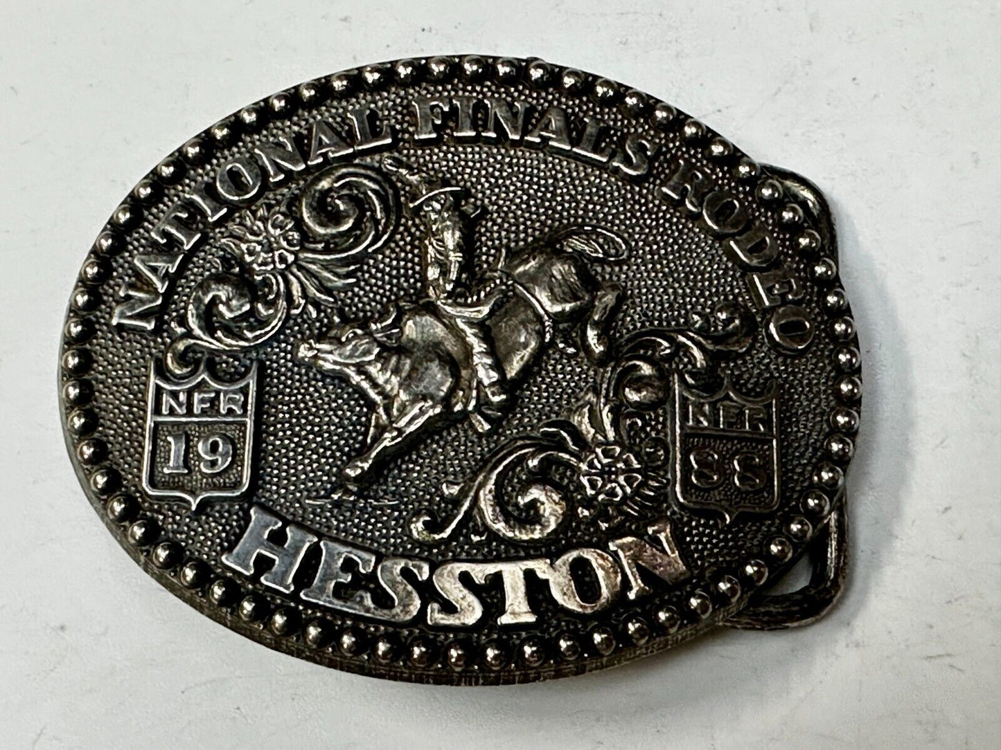 1986 Hesston National Finals Rodeo NFR Rodeo Cowboys NOS YOUTH SIZE Belt Buckle