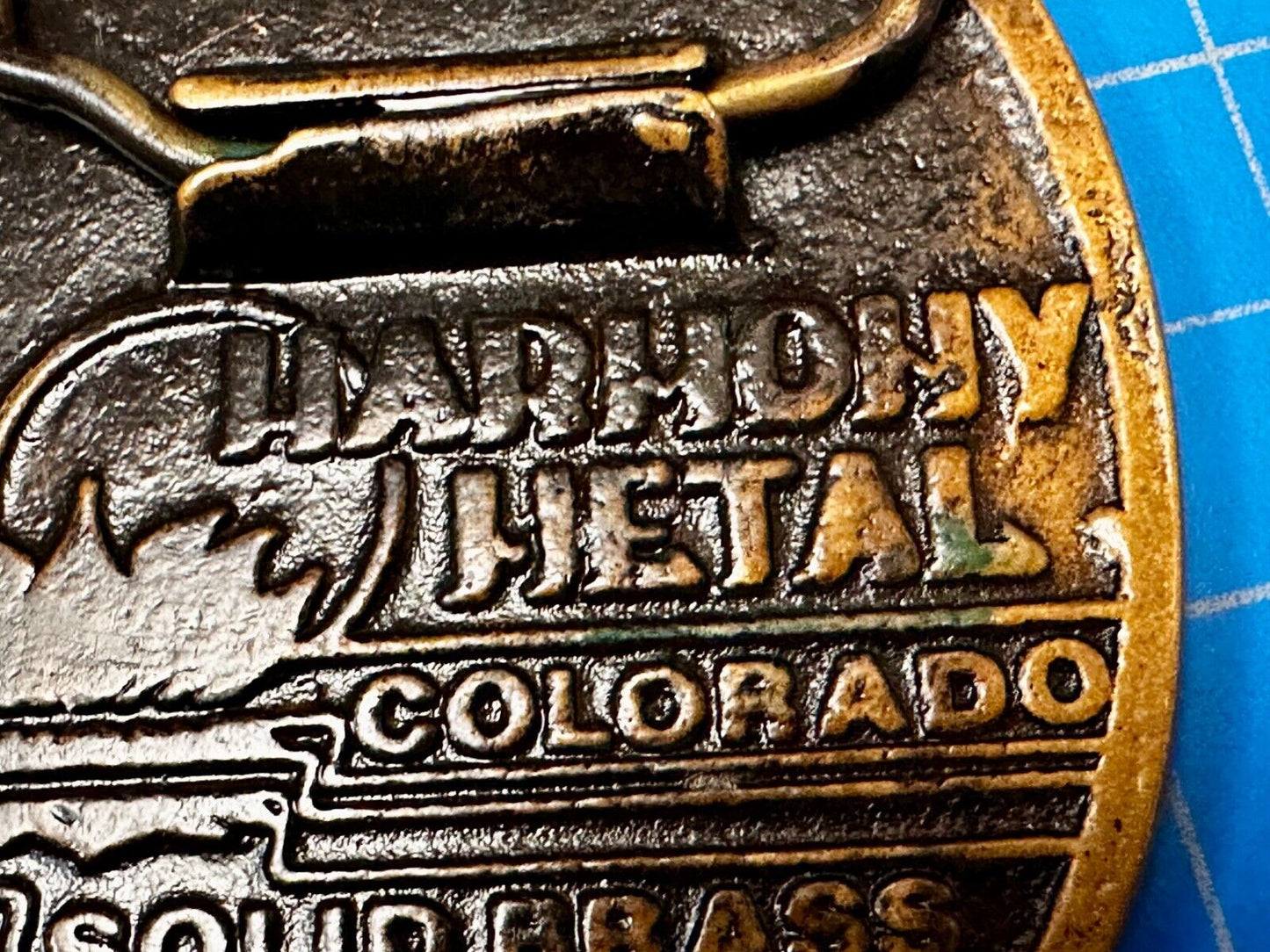 Texas Cutout State Shaped Center On Wooden Vintage Belt Buckle By Harmony Medals