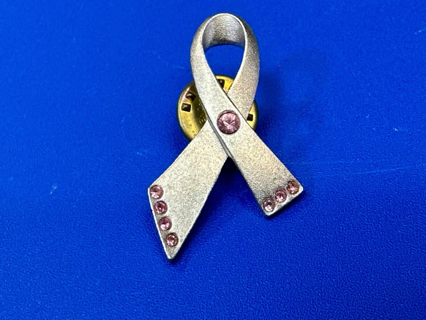 Avon signed cancer awareness vintage brooch pin with pink rhinestone