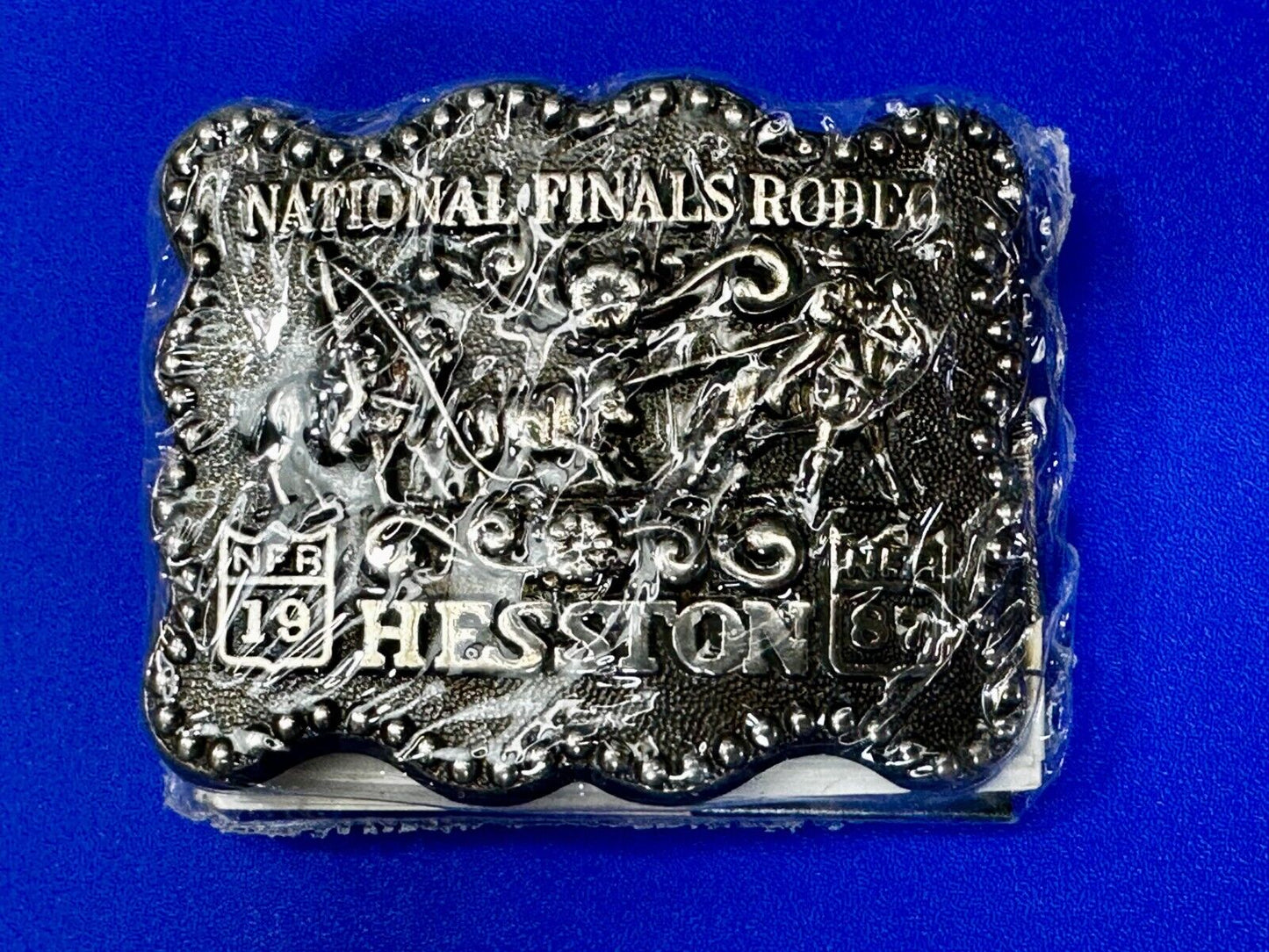 1987 Hesston National Finals Rodeo NFR Rodeo Cowboys NOS Western Belt Buckle