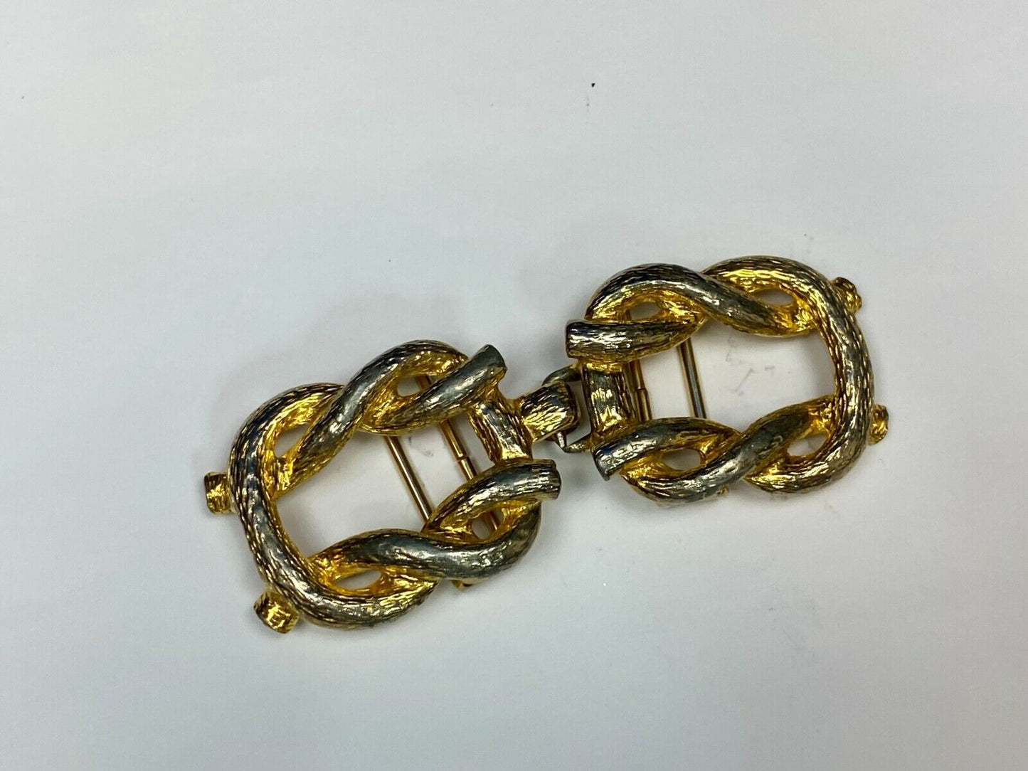 Vintage 70'S Knots - Two Piece Interlocking Belt Buckle Marked Mimi Di N