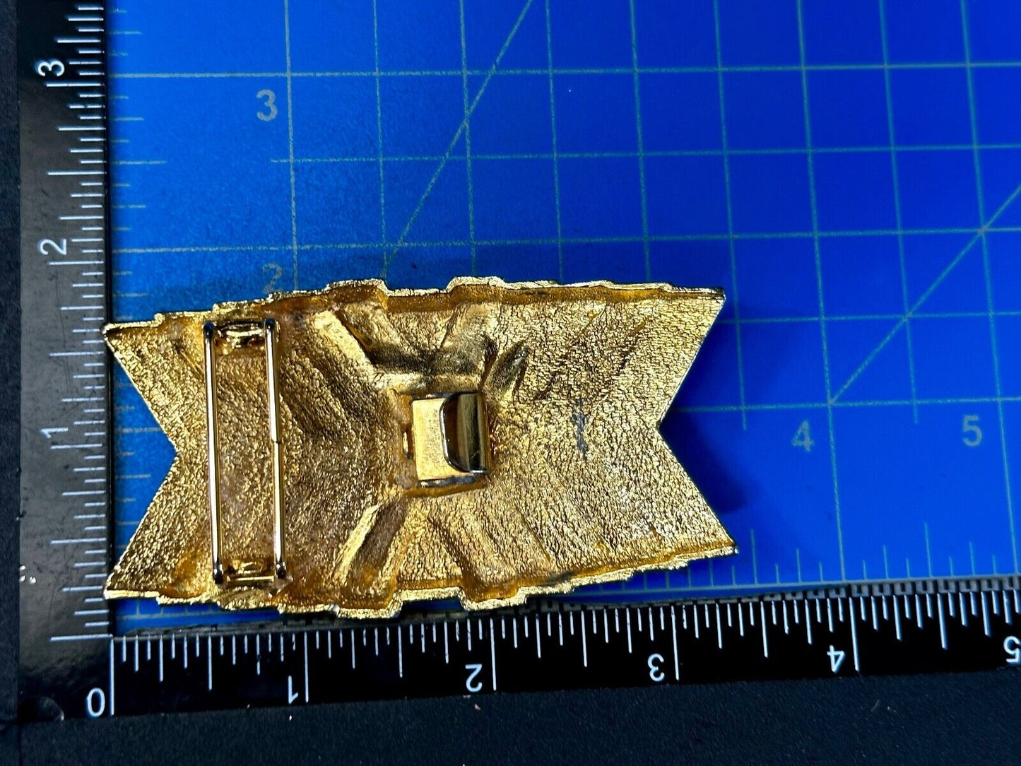 Abstract X Patten Design Hippy Boho Vibe Large Gold Tone Vintage Belt Buckle