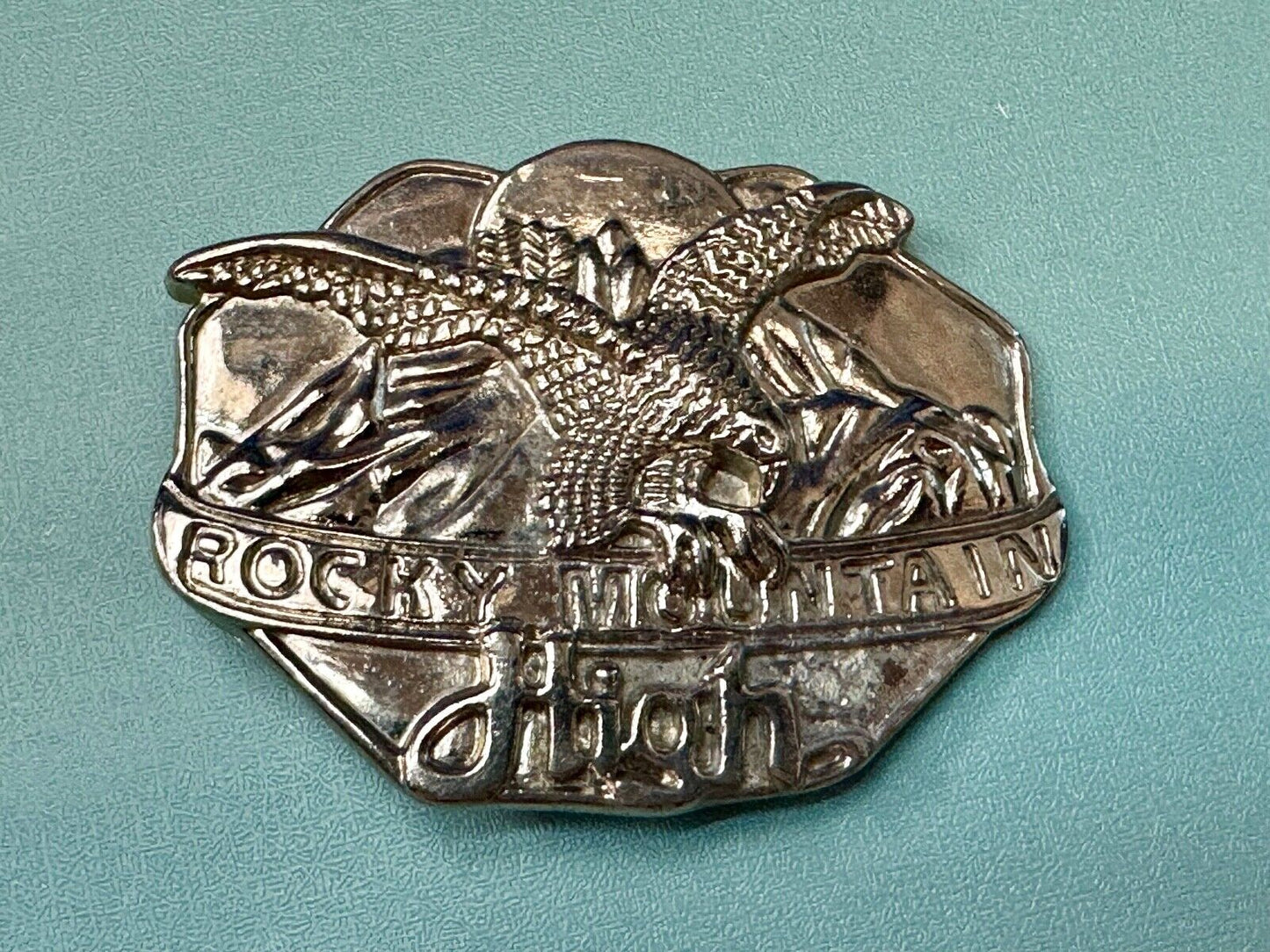 Vintage Rockey Mountain High Eagle Mountains Silver Tone belt buckle