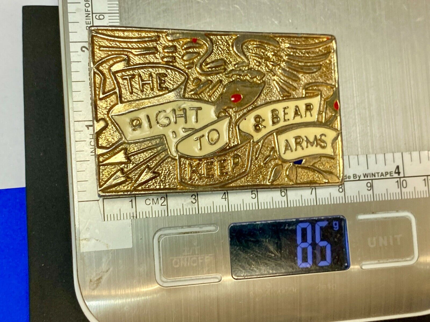 The Right To Keep And Bear Arms Gold Tone Second Amendment Belt Buckle