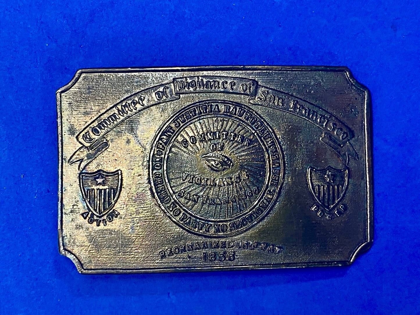 VINTAGE 70s COMMITTEE OF VIGILANCE, SAN FRANCISCO CA BELT BUCKLE WY Studio Art