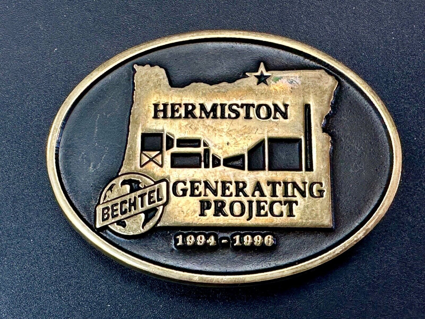 Bechtel HERMISTON Generating Project GE 7FA 94 - 96 Vtg. Anacortes belt buckle