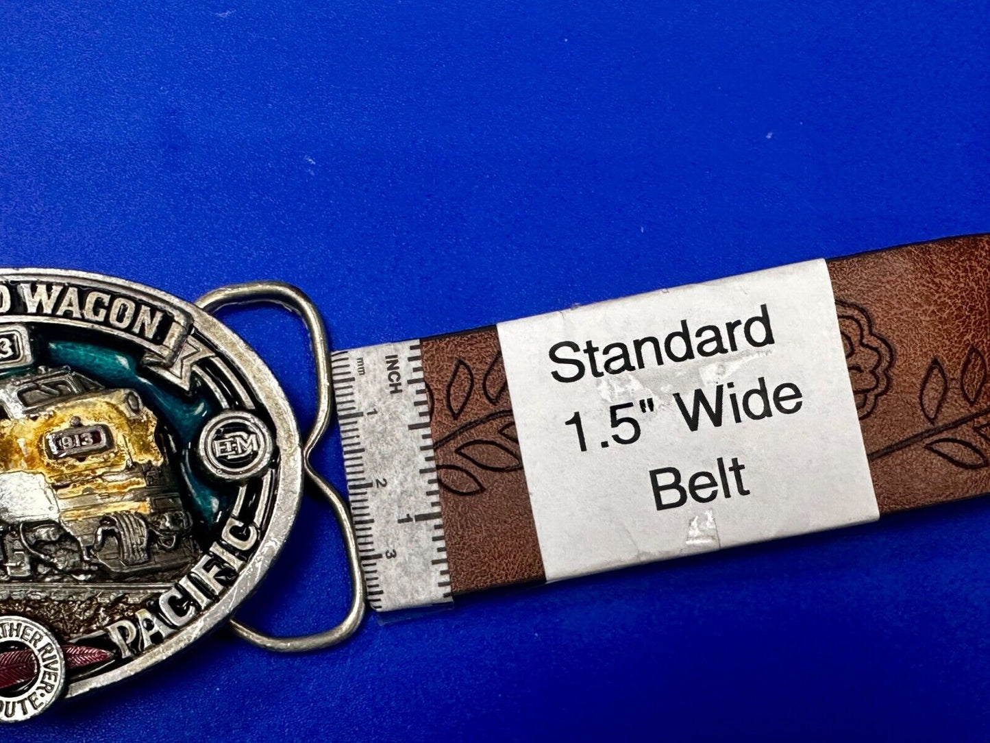 The Covered Wagon Western Pacific Train RR F7 913 EMD VTG 1986 Belt Buckle by CJ