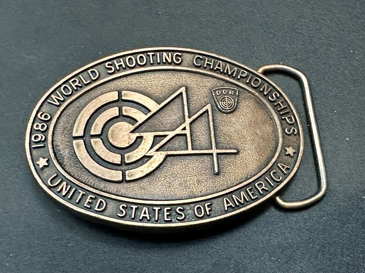 1986 Shooting TeamUSA World Shooting Championships Vintage belt buckle